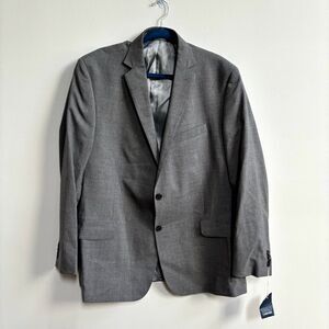 Lands End 100% Wool Blazer Suit Jacket Mens 46R Gray Office Work Wedding NWT